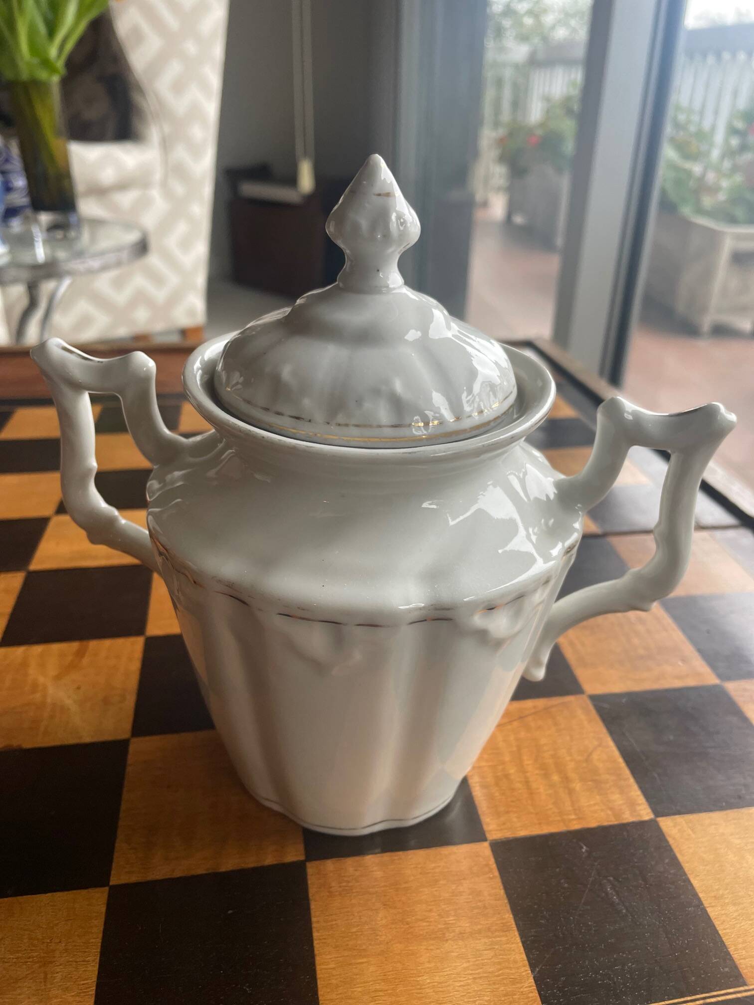 White porcelain sugar bowl