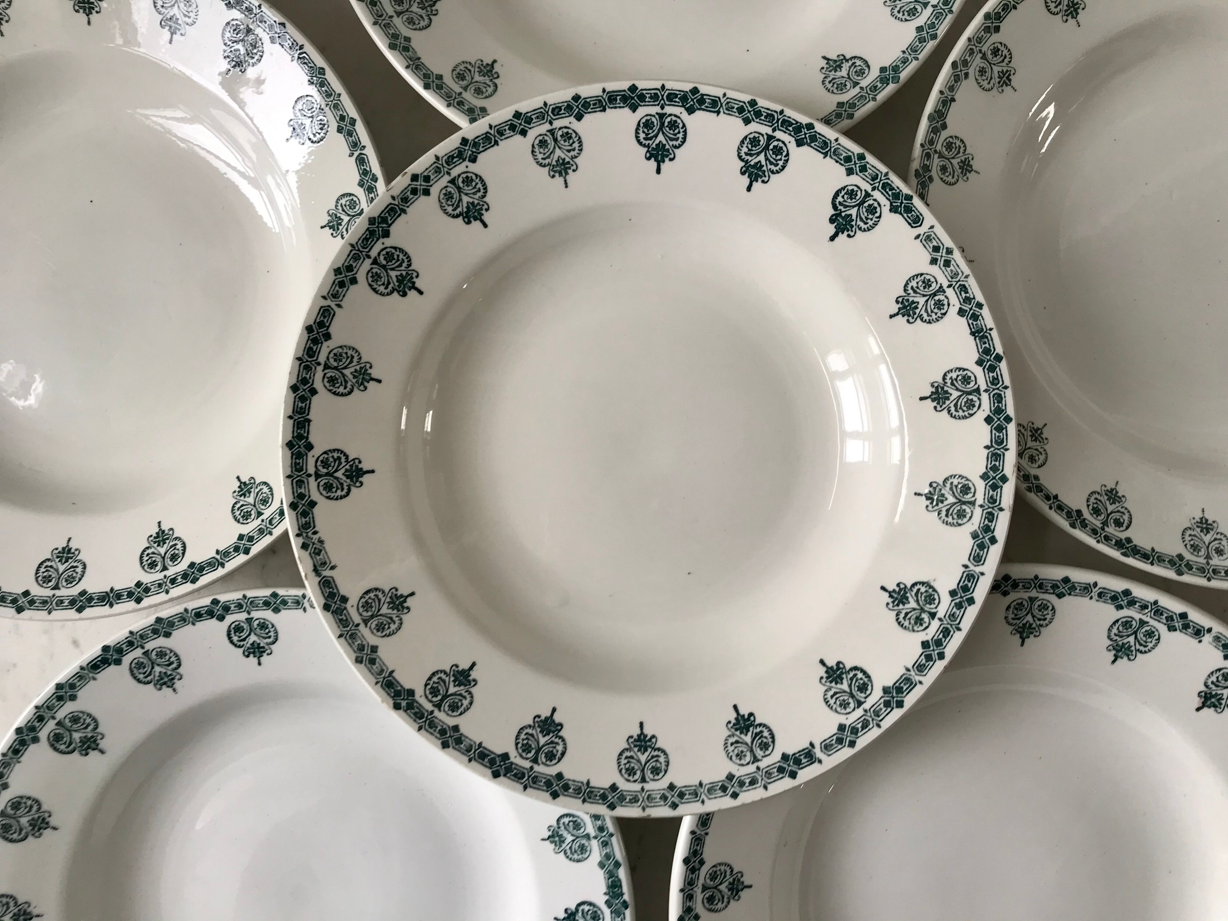 lot of 6 hollow plates Terre de Fer Saint-Amand late nineteenth