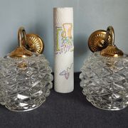 Pair of scones glass scones and vintage golden metal