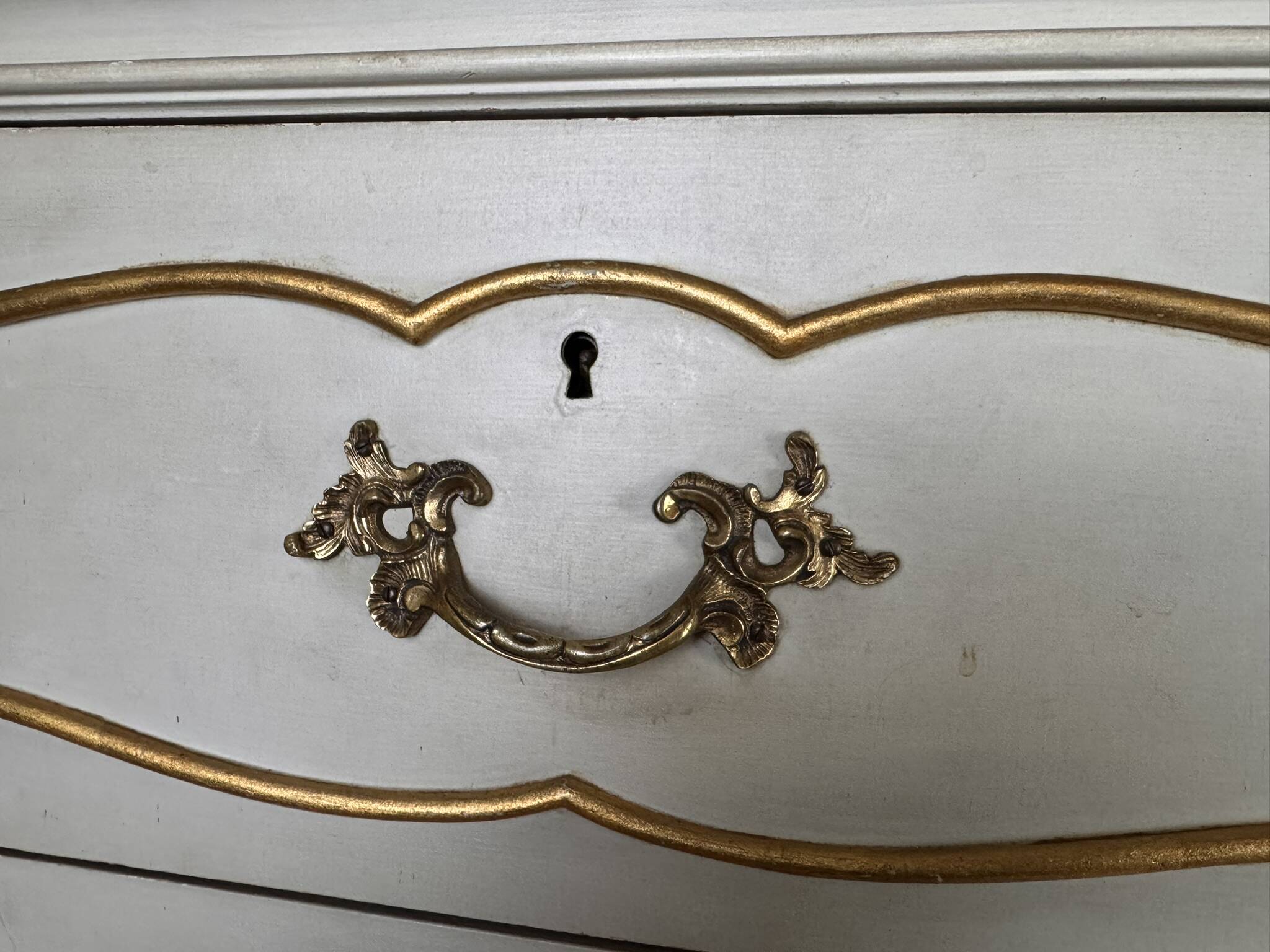 Louis XV style double row crossbow chest of drawers in lacquered and gilded wood circa 1900