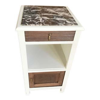 Old bedside table marble top