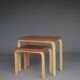 Nested tables model 88 by Alvar Aalto for Artek, 1960s. Set of 2.