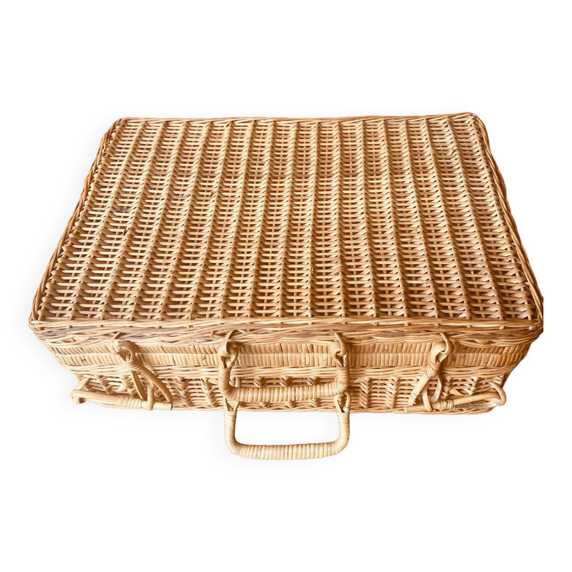 Vintage rattan suitcase