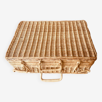 Vintage rattan suitcase