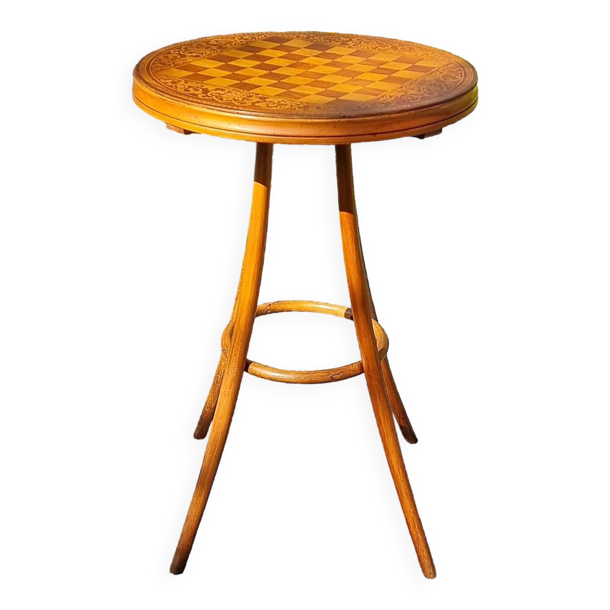 Table de jeux bistrot en bois courbé début XXe