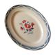 Plat ovale Nina Rosa Digoin Sarreguemines Art Deco rouge bleu Rose Oeillets