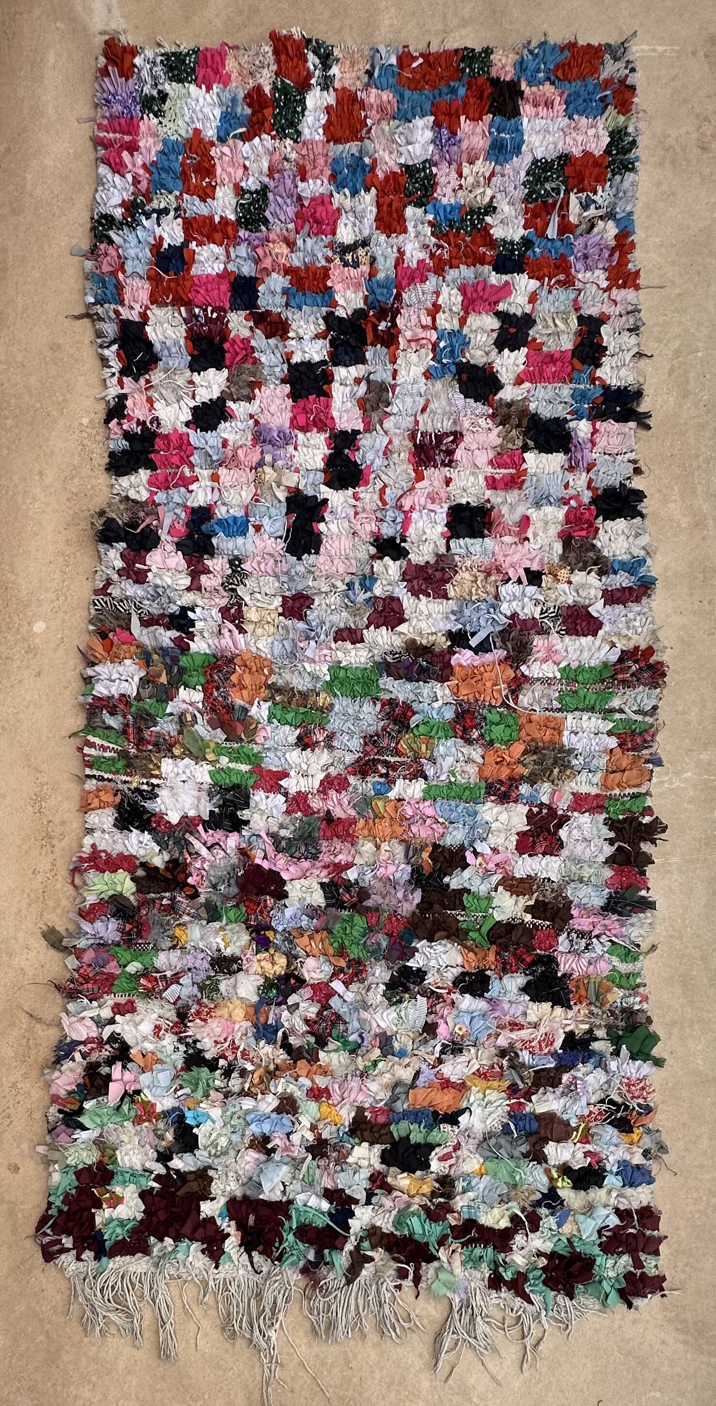 Tapis Berbère Boucherouite coloré - 102 x 239 cm