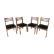 Set of 4 scandinavian chairs in blond teak and black skai 60s