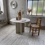 Octagonal travertine coffee table