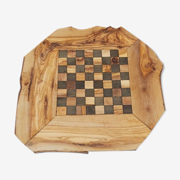 Natural olive wood edge, rustic chessboard with drawers