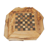 Natural olive wood edge, rustic chessboard with drawers