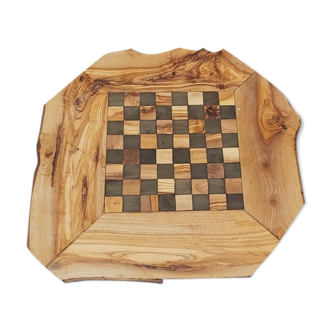 Natural olive wood edge, rustic chessboard with drawers