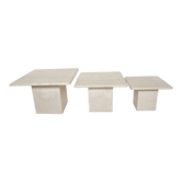Set of 3 vintage travertine coffee tables, italy, 1970