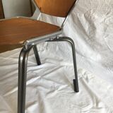 industrial chairs in brushed aluminum and wood year 80