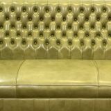 3-seater Chesterfield sofa in olive green leather