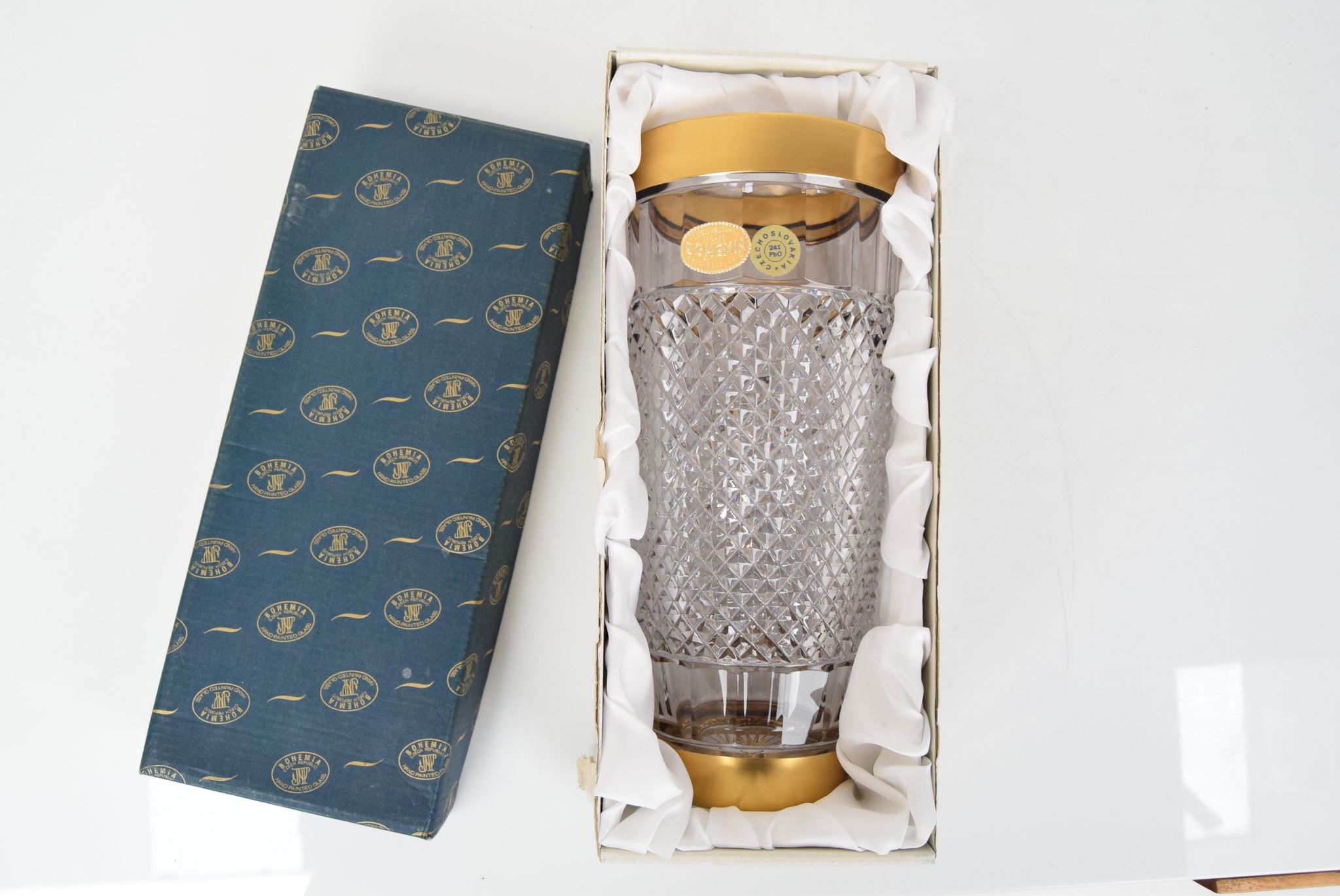 Mid-century glass vase,bohemia crystal,circa 1960's.