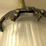 Chandelier with three brass and glass lights