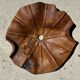 Large wavy flat leaf suspension in teak with flower stripes D:50