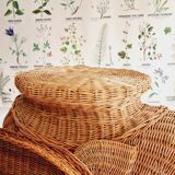 Side table or end of elephant sofa in wicker and rattan 70'