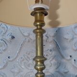 Old brass candle holder XIXth electrification vintage lampshade