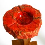 Two mid-century standing ashtrays consisting of red Alabaster cup