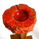 Two mid-century standing ashtrays consisting of red Alabaster cup