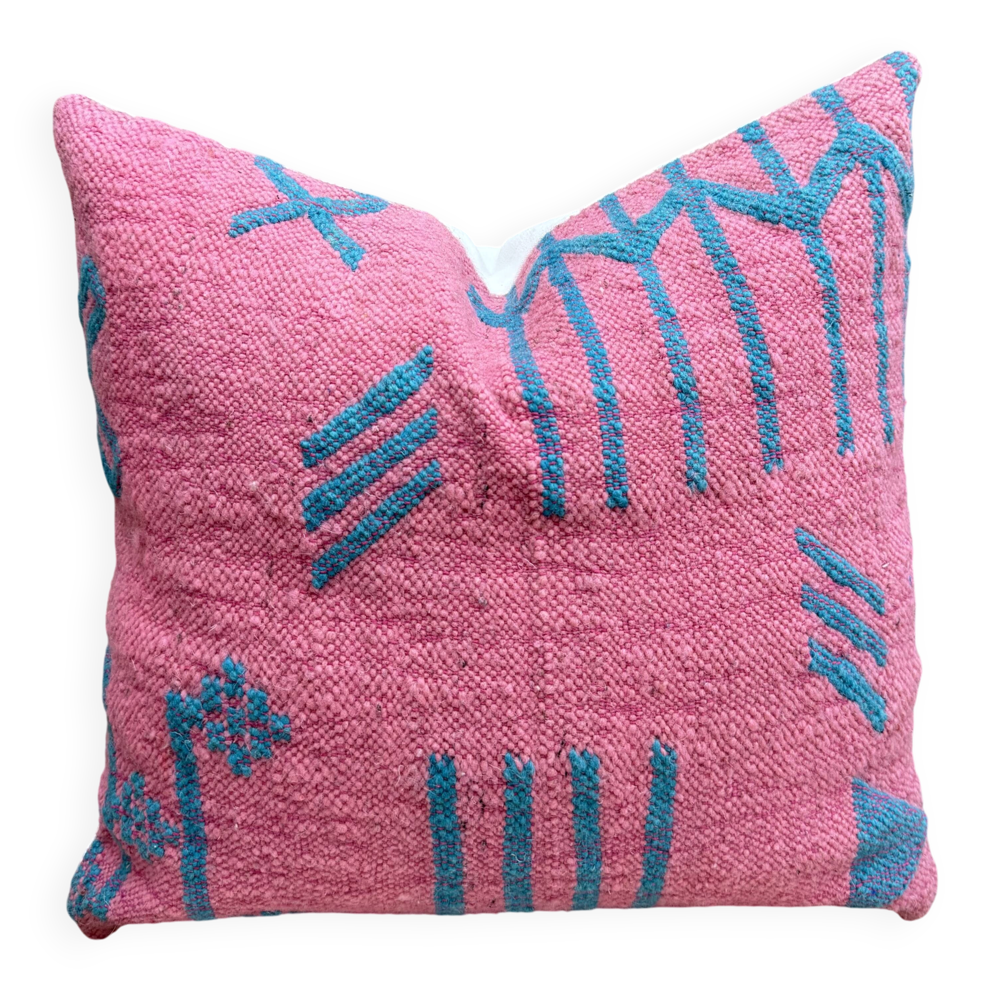 Coussin Kilim en laine berbère fait main : Coussin de sol marocain