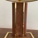 Vintage lamp in leather and gold metal