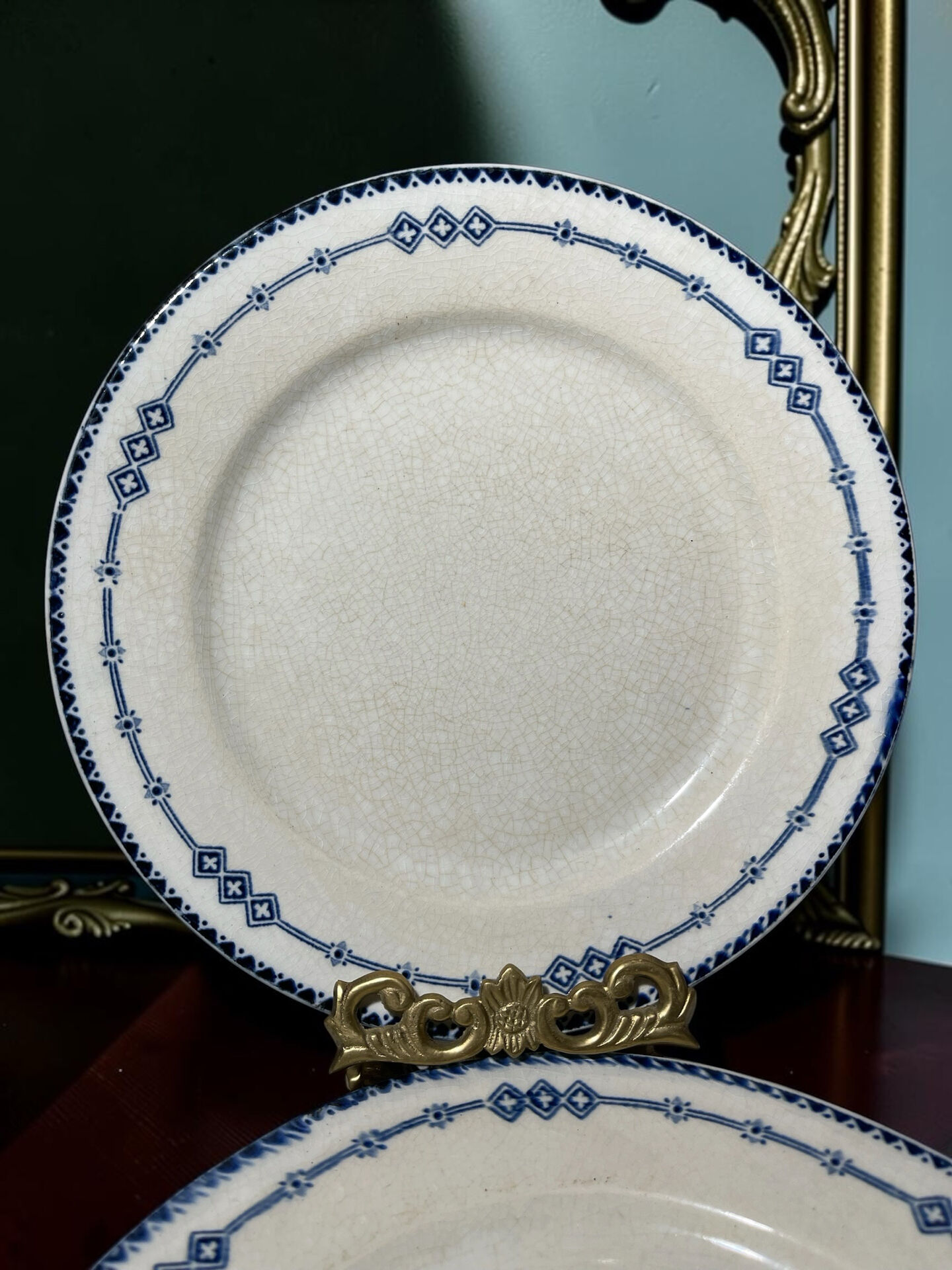 Set of 6 antique Gien plates
