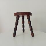Vintage turned wood tripod stool