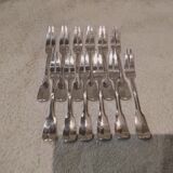 12 fourchettes à escargots métal argenté orfèvre Francia uni-plat