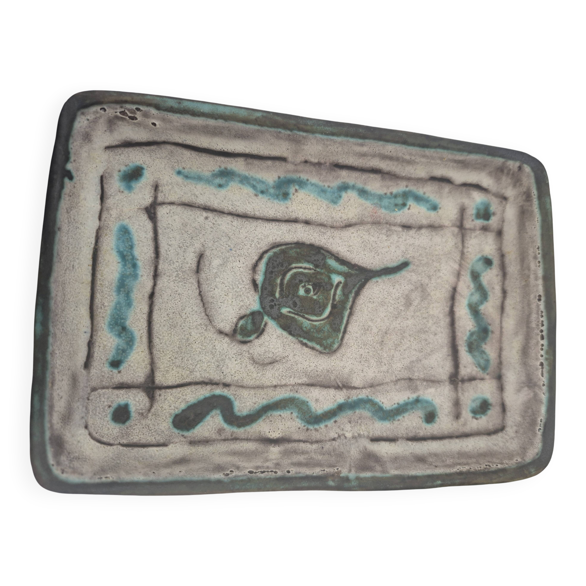 Massier Vallauris enamelled ceramic pocket emptier – polychrome floral decoration