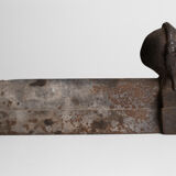 Pair of ancient cast iron chenets adorned with bust of Marianne
