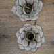 Pair of brass and mother-of-pearl lotus bedside lamps