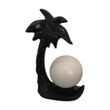 Lamp black palm in ceramic and opaline year 70