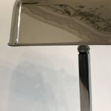 Vintage art deco lamp for Fare in chrome and white and grey veined marble France circa 1930