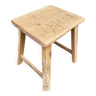 Solid oak wooden stool with inscription