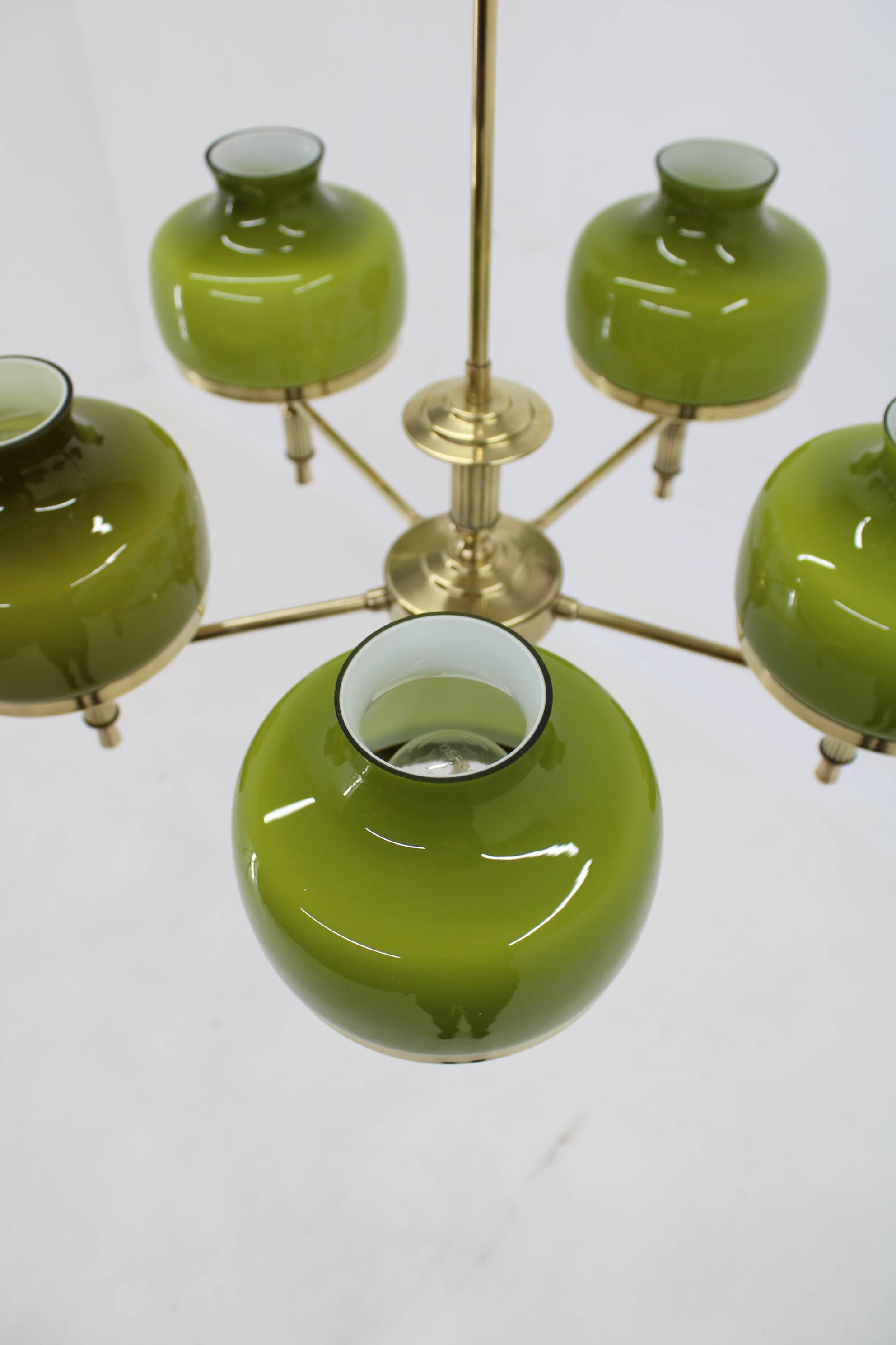 Lustre en verre et laiton des années 1980, Danemark