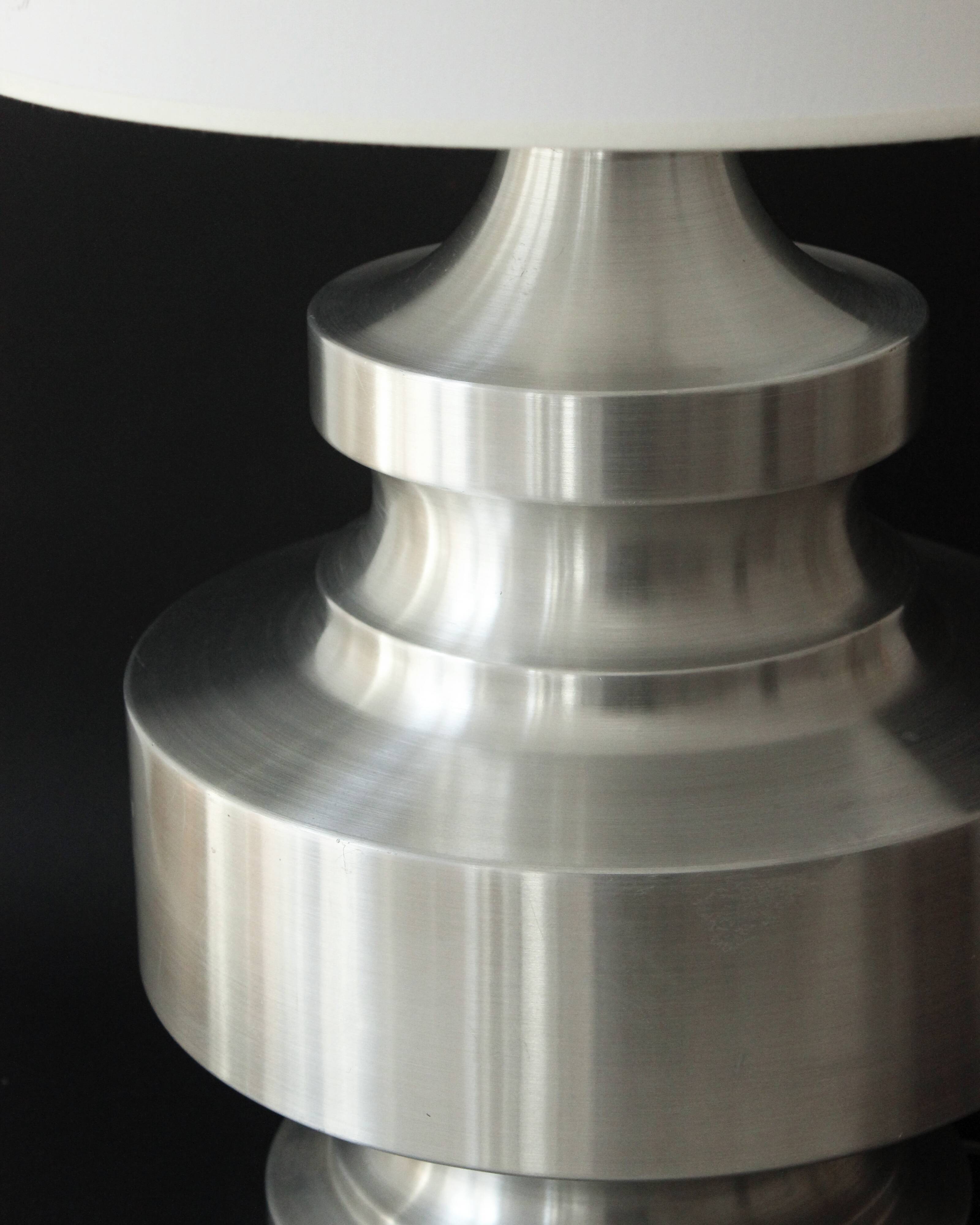 Large brushed aluminium table lamp, 1970s