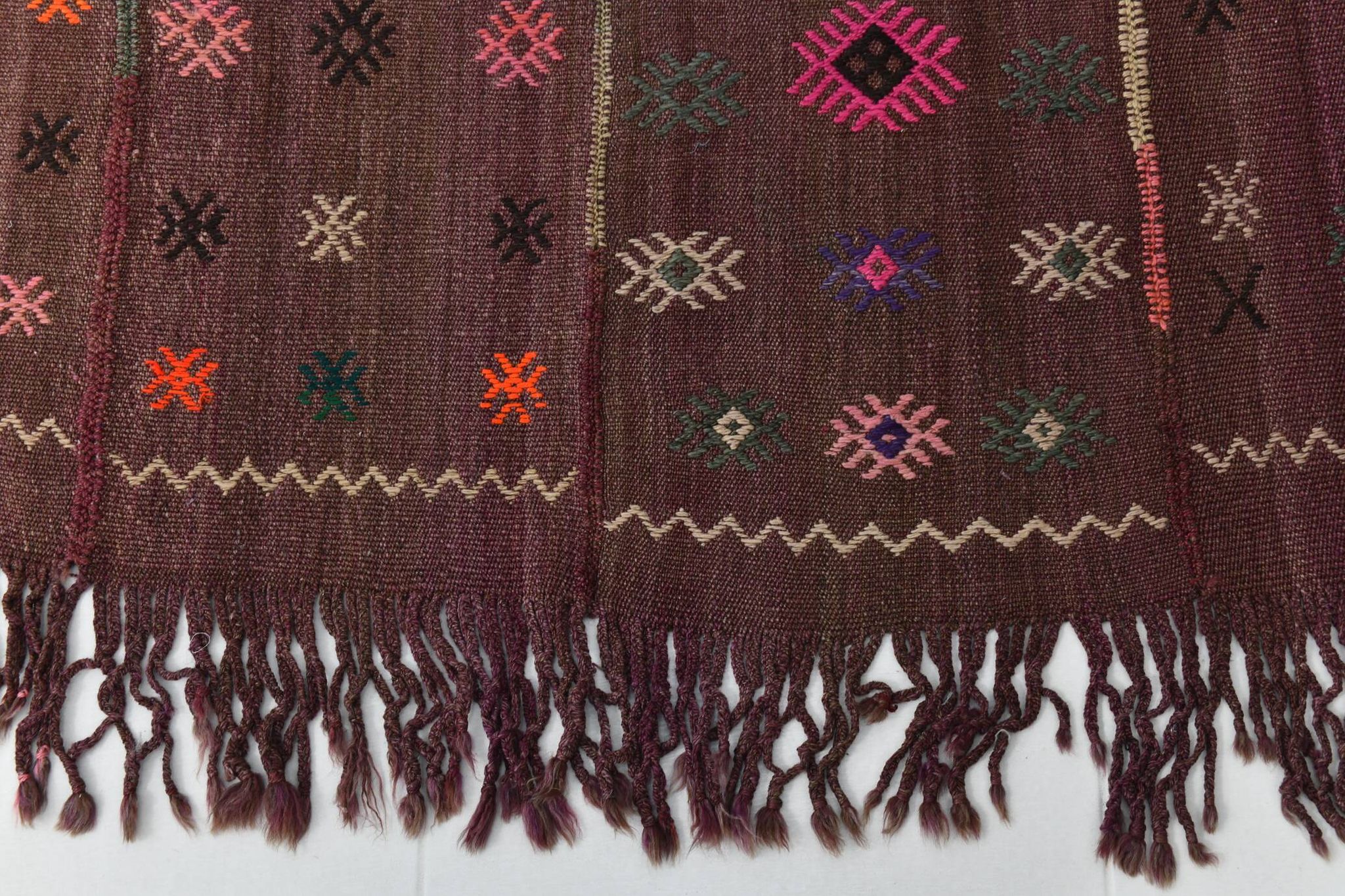 Burgundy Art Deco Vintage Kilim Rug, 118x124Cm
