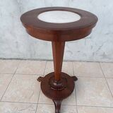 Art Nouveau period side table in walnut and marble