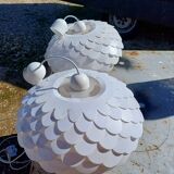 Pair of vintage white plastic pendant lights