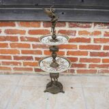 Antique Art Nouveau display stand in bronze and porcelain