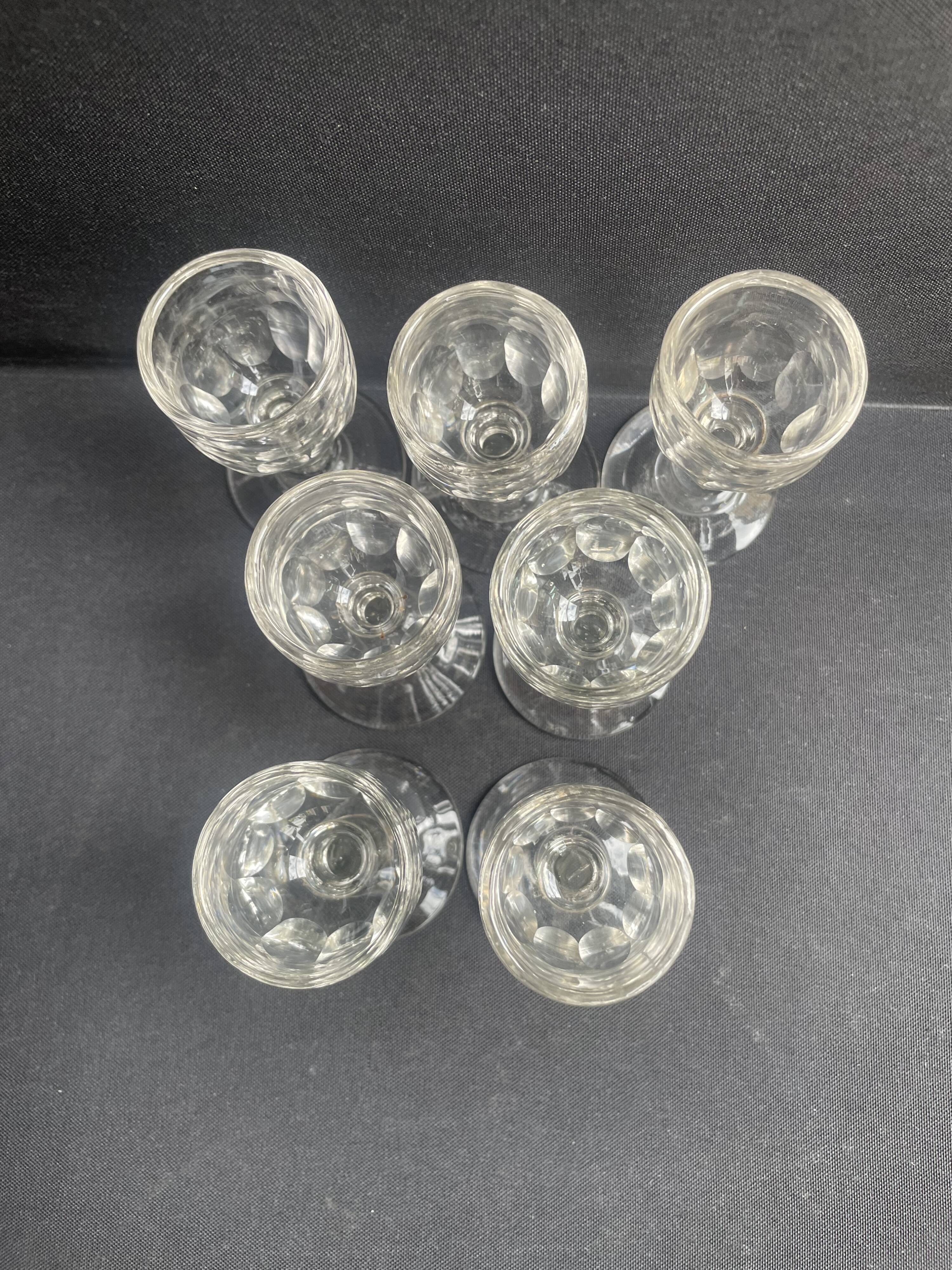 7 liqueur glasses – ½ Strong blown and cut crystal 19th century