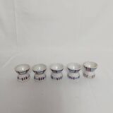 Diabolo egg cups Sarreguemines Poitou set of 5