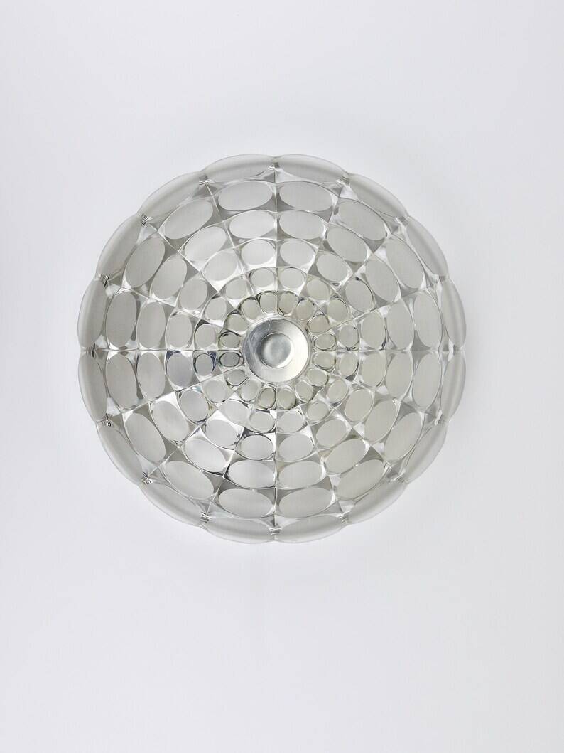 Peill & Putzer Large Round Op Art Glass Sconce, Wall Lamp, Flush Mount, Germany, 1970s