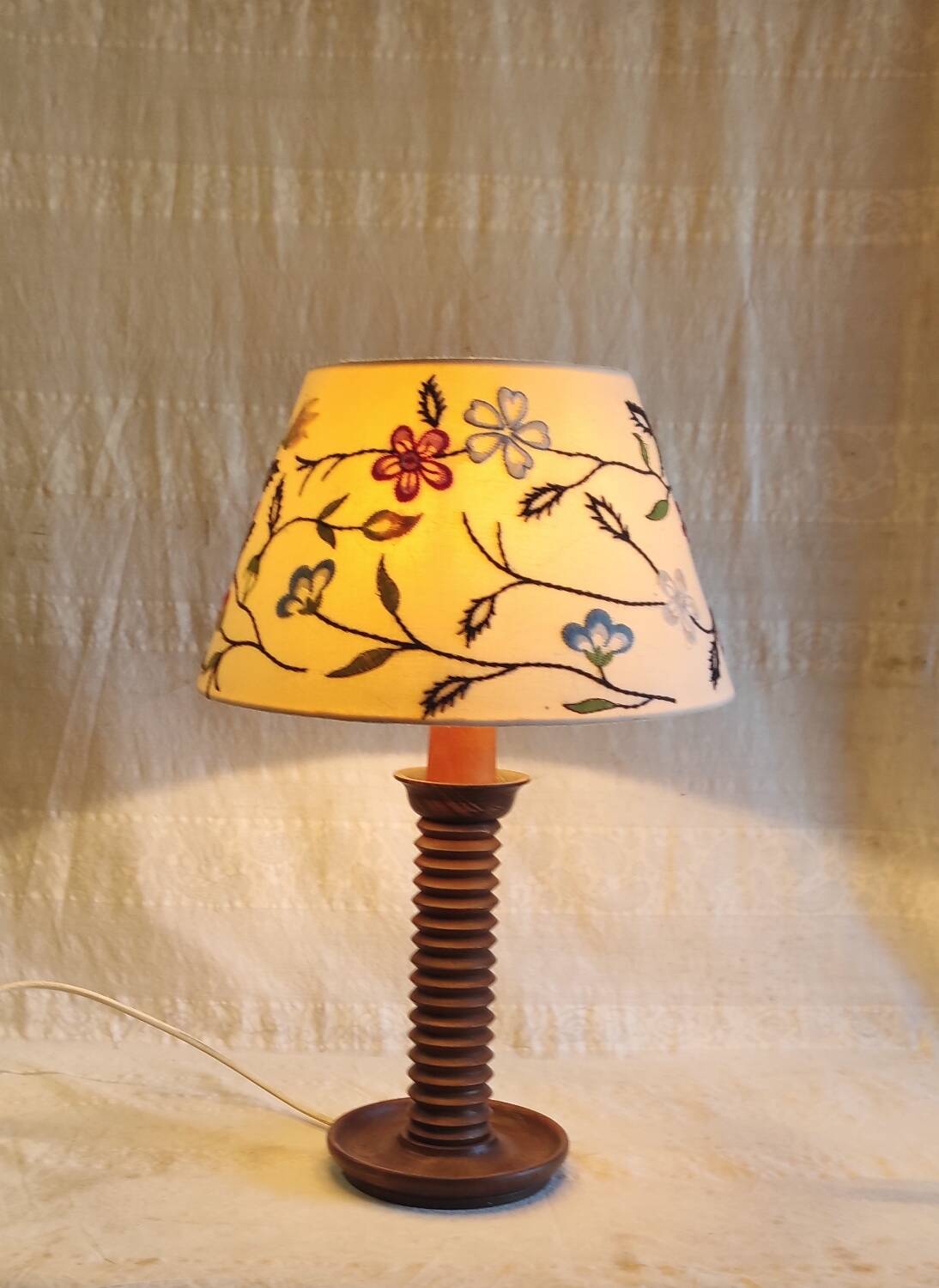 Table lamp made of turned solid wood - 1960s/70s