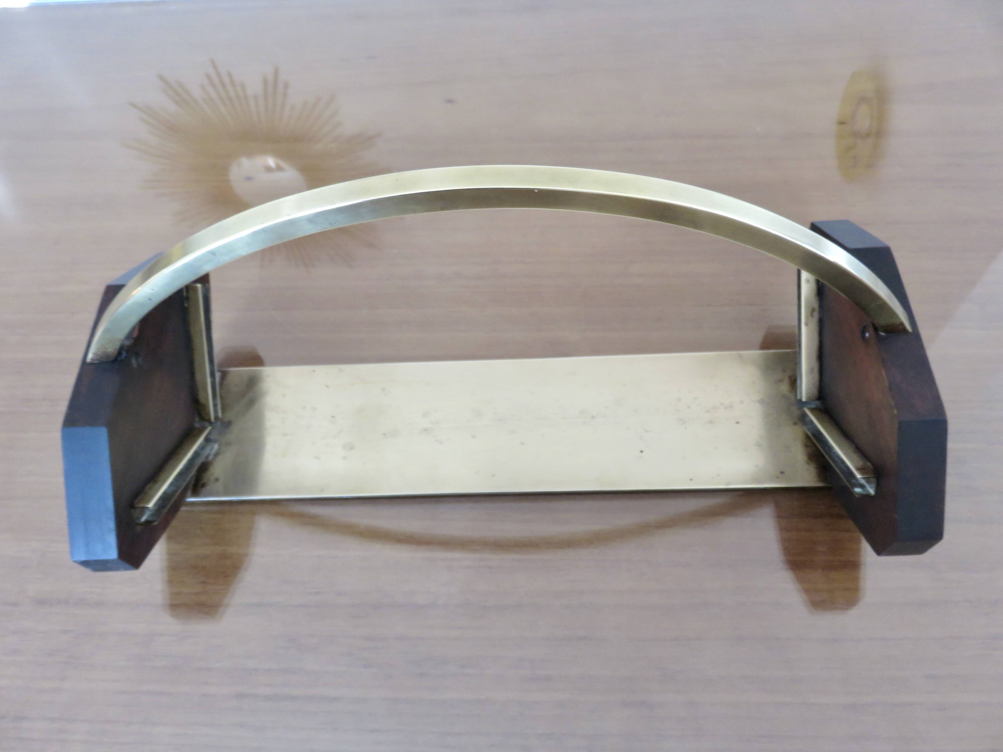 Rosewood, brass and glass centerpiece, art deco, 1930s-40s