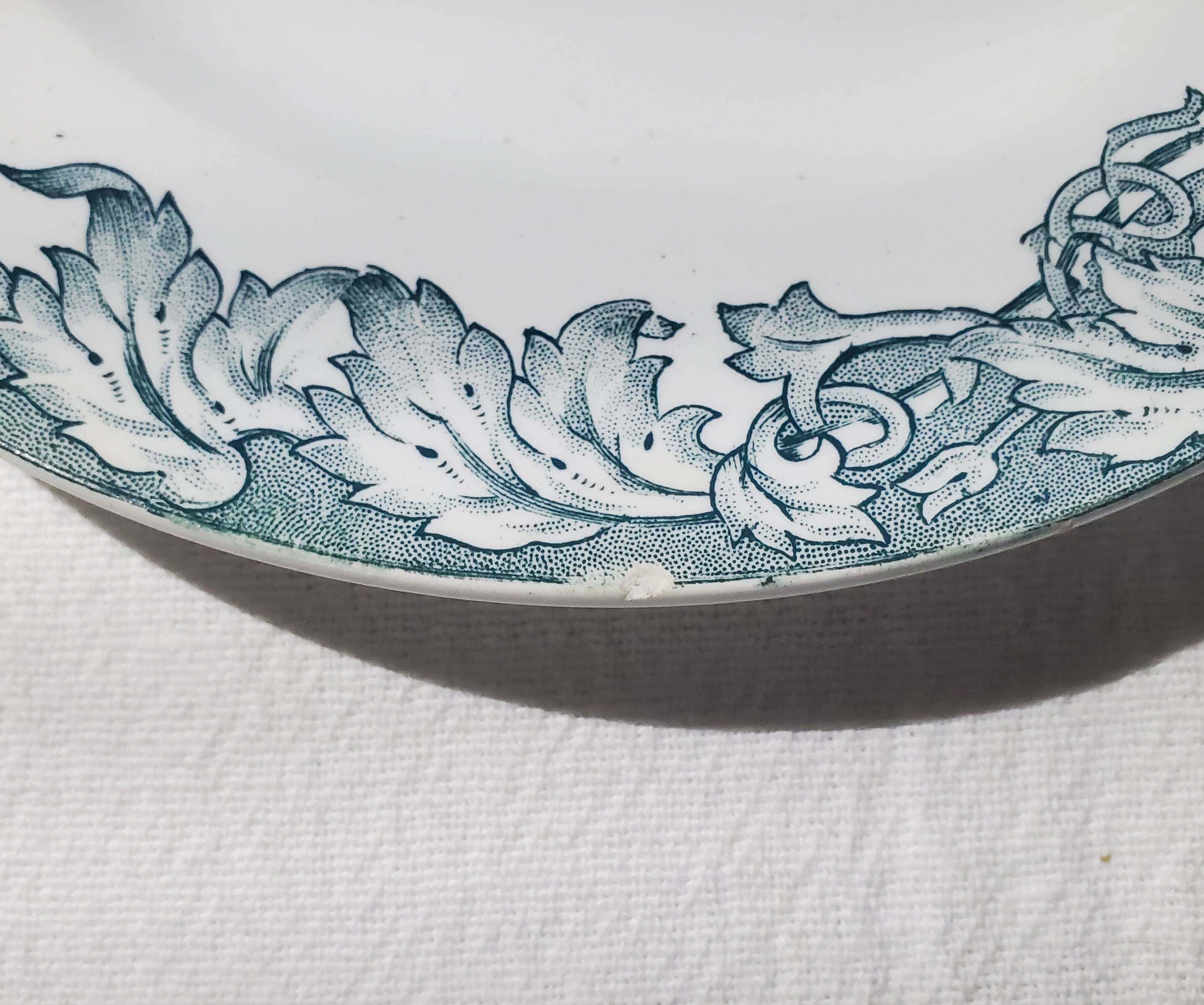 Set of 5 flat plates in St Amand earthenware, Valérie model, Ironstone