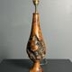 Sculptural artisanal brutalist midcentury burl wood turned table lamp 1960s